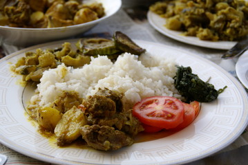 バングラデシュの家庭料理　野菜カレー