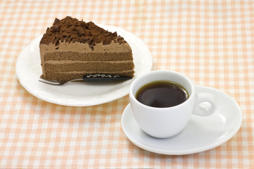 chocolate cake and coffee