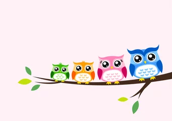 Wall murals Owl Cartoons owl family seasonal celebration