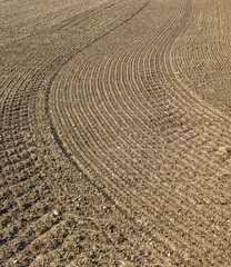 freshly ploughed field in spring