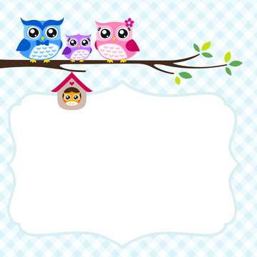 owl baby shower invitation card set