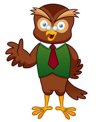 illustration of Cartoon Professor Owl
