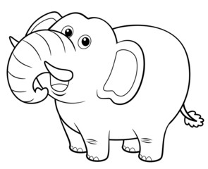illustration of Cartoon Elephant - Coloring book