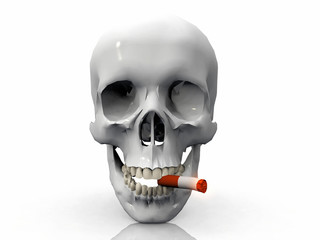 a skull  smoking a cigarette