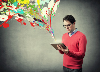 Young man with tablet