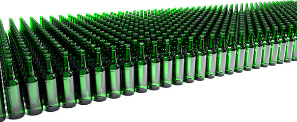 conveyor green empty bottles