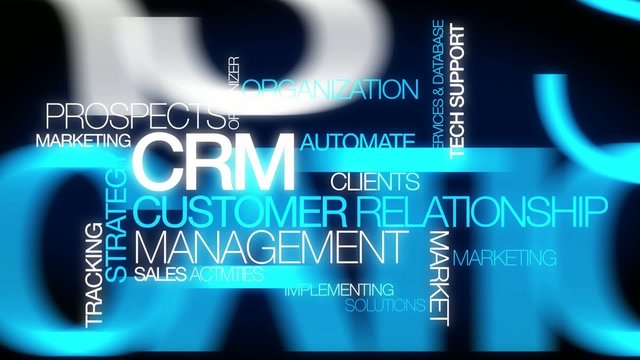 CRM: Customer relationship management word tag cloud animation