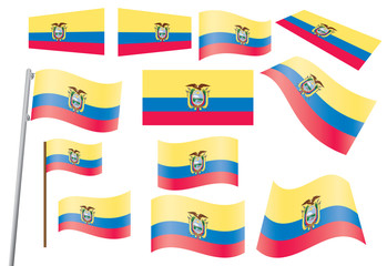 set of flags of Ecuador vector illustration