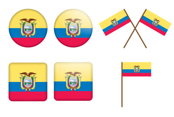 set of badges with flag of Ecuador vector illustration