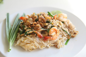 Thai food padthai fried noodle with shrimp