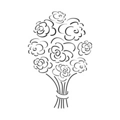 outline rose bouquet, vector illustration