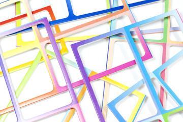 Abstract colorful frame background on white for design