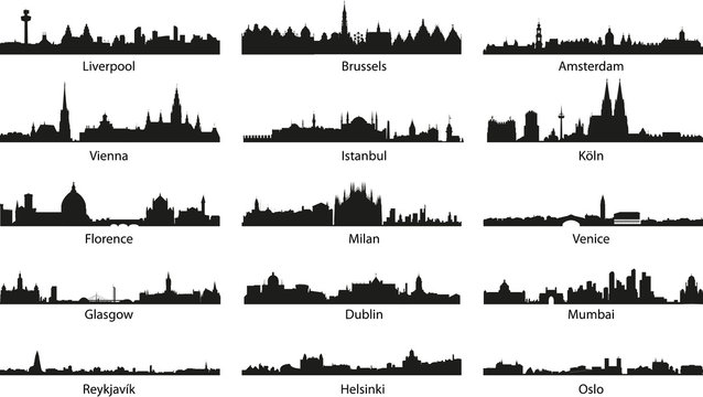 vector city skyline icons