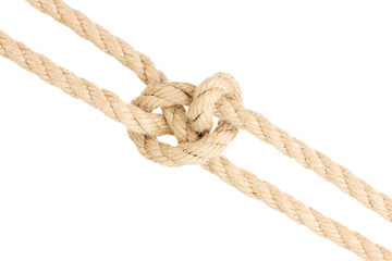 Rope with knot isolated on white