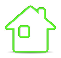 Green home icon on white background
