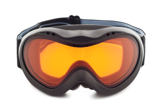 Brand new ski goggles isolated on white background