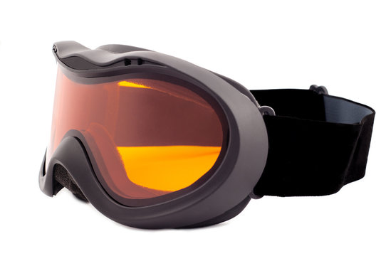 Brand new ski goggles isolated on white background