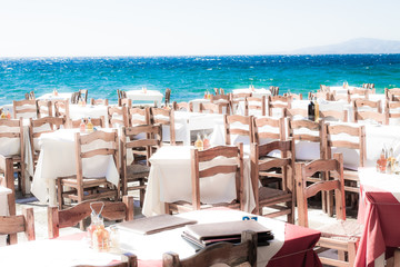 Restaurant near the sea in Mykonos, Greece.