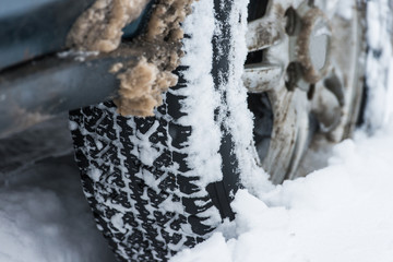 wheel in the snow