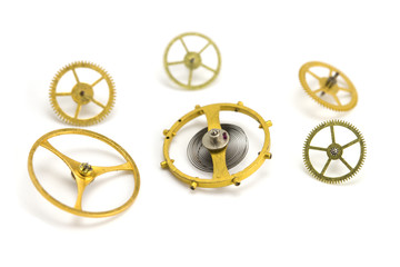 Clockwork details on a white background