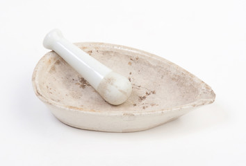 The ancient mortar for grinding herb to make some medicine