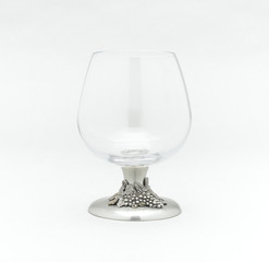 Whisky or brandy glass decorated by pewter in shape of grape