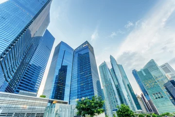 Fotobehang Singapore Wolkenkrabbers in het financiële district van Singapore