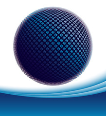 Colorful digital dollar globe with text space.