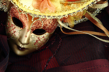 Vintage carnival mask on black background