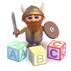 Viking learns his alphabet