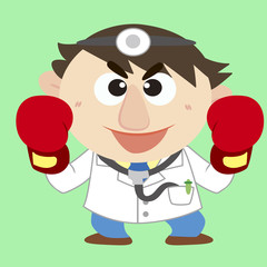 doctor raise his boxing gloves