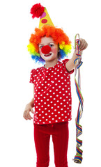 a happy little clown isolated on a  white background