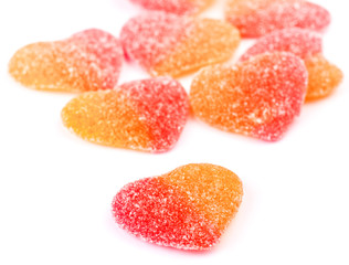 gummy heart shaped sugar coated