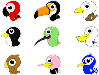 Fototapeta premium Cartoon Birds Icon Set