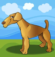 Rolgordijnen Honden airedale terriër hond cartoon illustratie