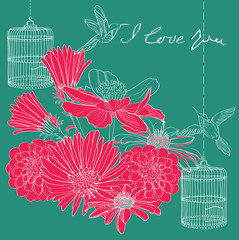 Floral holiday Valentine card