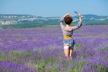 Girl on lavender field