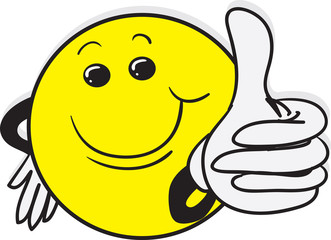 Smiling yellow character giving a thumbs up