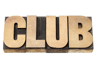 club word in wood type