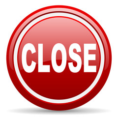 close red glossy icon on white background