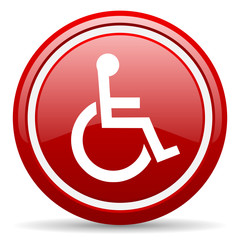 accessibility red glossy icon on white background