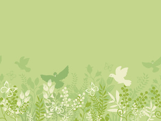 Vector green nature horizontal seamless pattern background
