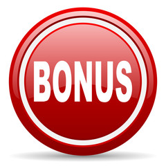 bonus red glossy icon on white background