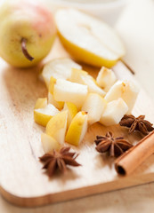 pears and cinnamon, ingredients for making jam