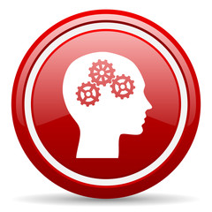 head red glossy icon on white background