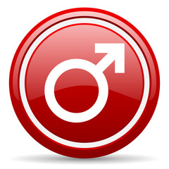 sex red glossy icon on white background