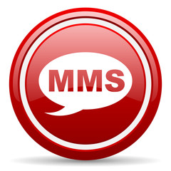 mms red glossy icon on white background
