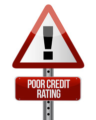 warning sign with a credit rating concept.