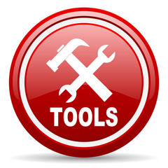 tools red glossy icon on white background