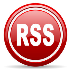 rss red glossy icon on white background